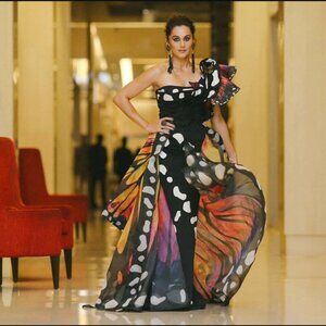 Fouad Sarkis Black Butterfly Maxi Dress